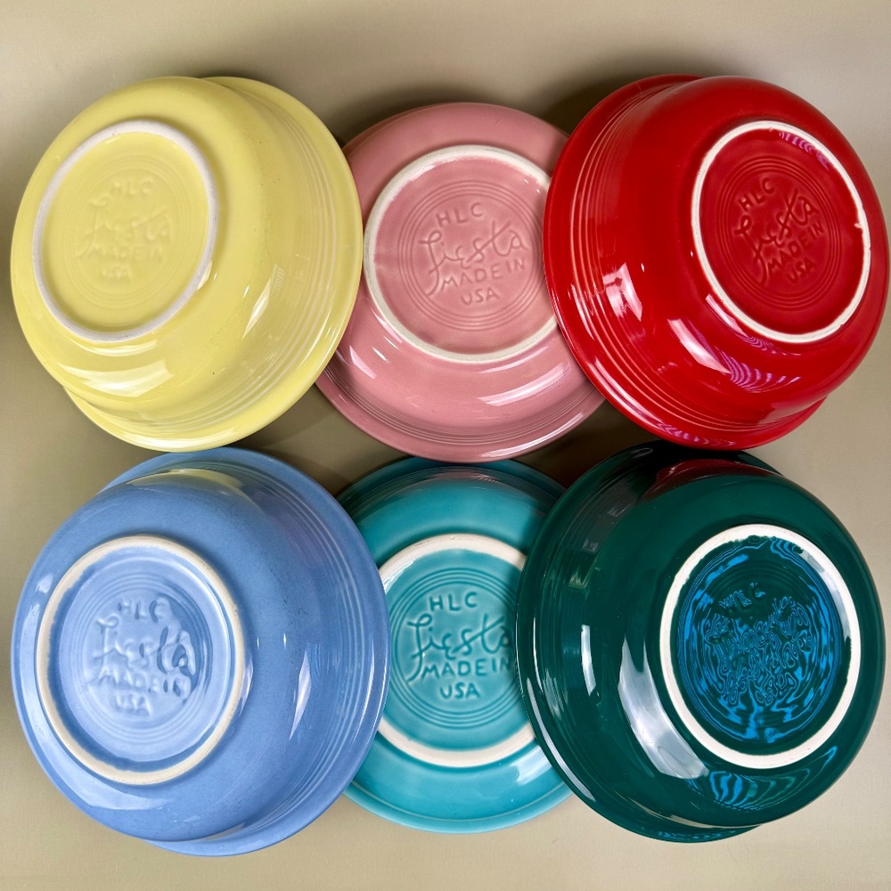 Vintage Fiestaware Rim Cereal Bowls – Set of 6 Multicolor | HLC USA Pottery - Picture 4 of 10